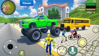 Spider Rope Hero Vegas Crime City - Monster Truck and School Bus Driving - Android Gameplay