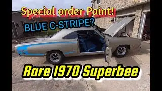 Rare 1970 Dodge Super bee with special order silver paint and blue reverse C-stripe