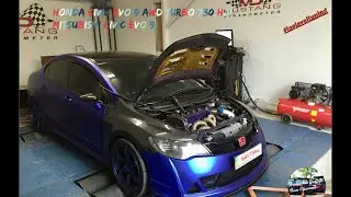 730hp AWD Honda Civic 8 (Mitsubishi Evo 9 swap with 4g64 turbo) dyno run & exhaust