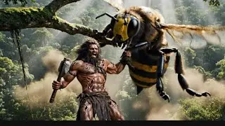 Fight giant bees #prehistoric #stoneage
