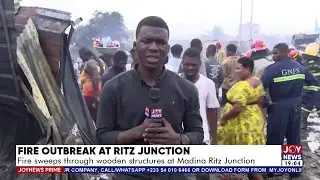 Fire Outbreak at Ritz Junction: Fire sweeps through wooden structures at Madina Ritz Junction