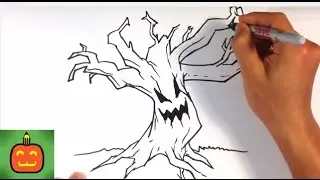How to Draw a Scary Tree - Halloween Drawings