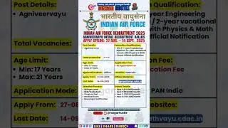 IAF Agniveervayu Recruitment 2025 &ndash; Apply Offline by 14 Sept | 12th & Diploma #shorts #job #govtjobs