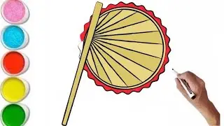 How To Draw cute old hand fan Drawing, Painting & Coloring For Kids and Toddlers_ Child Art 🪭🌈
