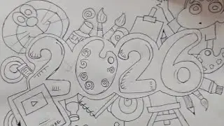 New year 2026 beautiful doodle art#art #drawing #painting #happy #newyear2026 #creativecorner