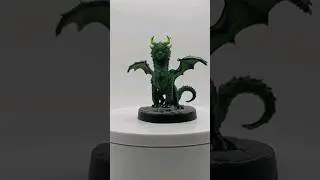 Painted miniature of a resin printed Baby Green Dragon