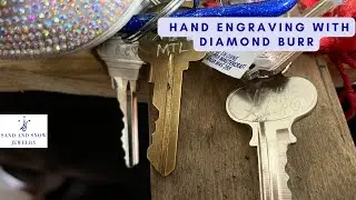 Hand Engraving with Diamond Burr | hand engraving with foredom flex shaft | hand engraving a key