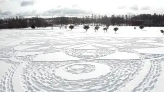 Finnish artist creates giant snow drawing