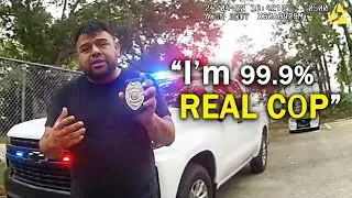 Fake Cop Tries to Pull Over Car, Gets ARRESTED by Real Deputy - Illegal Lights, Suspended License