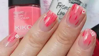 EASY Pink SUMMER Nails! Dry Brush, Stripes and Flower Nail Art | Abstract Nail Art Tutorial