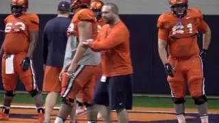 Watch the Syracuse offensive line work during a preseason practice