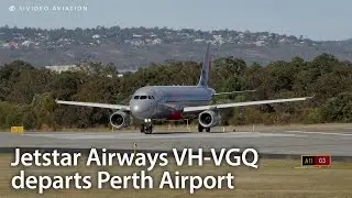Jetstar Airways (VH-VGQ) and QantasLink (VH-NHM) depart Perth Airport.