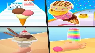 ICE CREAM RUSH vs ICECREAM STACK vs ICE CREAM RUNNER vs POPSICLE STACK - Satisfying Quadruple Games