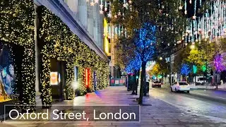Oxford Street at night with Christmas displays [LONDON WALK 2021 4K 60FPS]