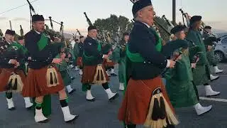 Dooagh Pipe Band marching on St. Patrick's Day 2018