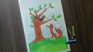 Fox And Crow Story Drawing | Cartoon Story Painting | Easy Drawing