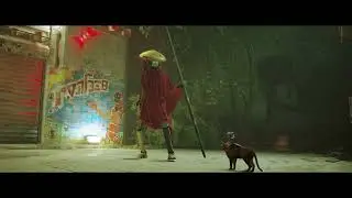Stray - Chapter 4 The Slums: Robots Run From Cat Cutscene: Talk to Guardian About Zurks and Momo PS5