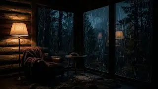 Healing Forest Rain Sounds in a Dark Wood Cabin with Warm Lamp for Total Body Comfort 🌧️🕯️