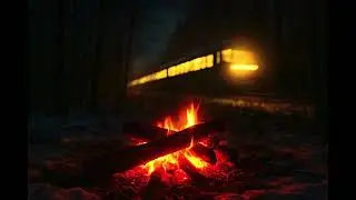 Night Forest Campfire & Passing Train &ndash; Cinematic Wilderness Ambie