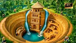 180 Days Building a Secret House with Underground Pool Below the Ground Using Primitive Tools