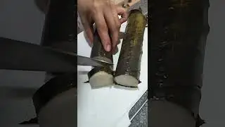 Cutting LEMANG-Glutinous rice cook in bamboo EID MUBARAK #shorts #youtubeshorts #satisfying #asmr