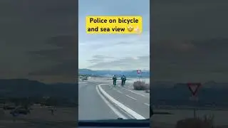 Police driving bicycles on the cost with beautiful view 🤩👍🏻 #police #cardriving #frenchriviera