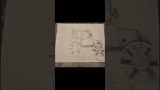 Hand Drawing  Of 1900s Horseless Carriage Car .