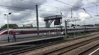 801111/801102 leaves Platform 5, Peterborough (Cambridgeshire) (17/05/2024)