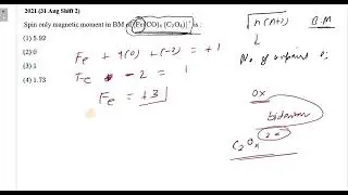 Spin only magnetic moment in BM of FeCO4 C2O4 + is