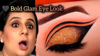 🔥 Parul Garg Inspired Gold Glitter Cut Crease Eye Makeup | Bold Black Winged Glam Tutorial