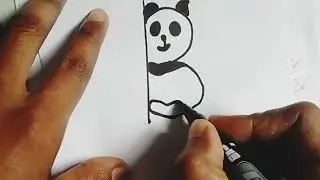 #panda drawing with B letter #painting #shortvideo #drawing #abritti art #