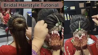 Step-by-Step Bridal Hairstyle Tutorial | Elegant Bun and Maang Tikka Setting for Weddings