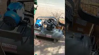 5 HP AIR COMPRESSOR 600 POUND TANK SINGLE PHASE SET UP 🔥🤯 CONTACT ☎️ 9726255752 ☎️