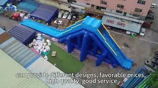 All-Blue Giant Inflatable Slide: High-Dive Thrills for Summer Water Fun!