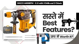INGCO 4400BPM - 5.5J with 3 Drills and 2 Chisels Review in Hindi | Features