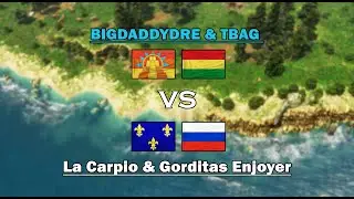 Ethiopia & Aztec VS. French & Russia | 2 vs 2 High Level Game | Age of Empires 3 DE