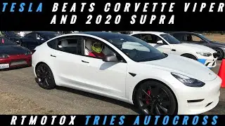 TESLA BEATS A CORVETTE, VIPER AND 2020 TOYOTA SUPRA | RTMOTOX TRIES AUTOCROSS