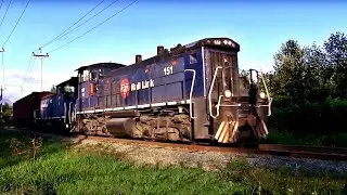 SRY EMD's Lead Local Train with Leslie RS3L Action on the Fraser Valley Sub