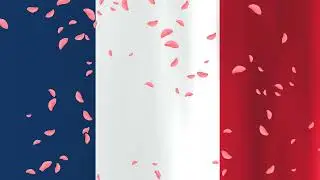 waving France national flag animation with beautiful pink flower rain. concept for national holiday.