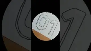 satisfying art, hand-drawn sketch of block-style number '01' #artshorts #art #lettering #asmr #art