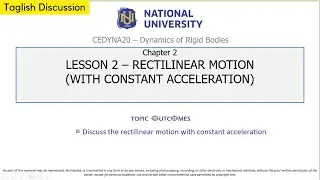 Dynamics of Rigid Bodies - Rectilinear Motion with Constant Acceleration