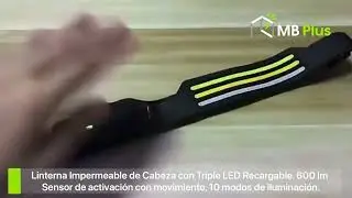 Linterna Impermeable de Cabeza con Triple LED Recargable y Sensor de Activaci&oacute;n con Movimiento