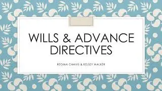 Estate planning for disaster recovery: Wills and Advance Directives