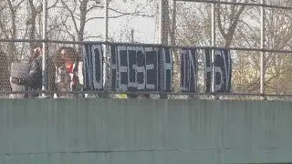 Local protesters greeted arrival of Secretary of War Pete Hegseth in Huntsville