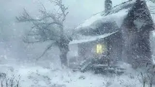 Heavy Snowstorm Sounds in a Mountain House┇Freezing Breeze Sounds & Frosty Mountain Wind Sounds