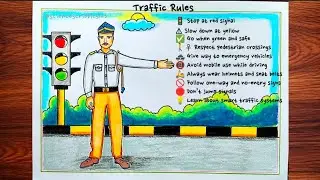 Traffic Police and Traffic Signal Drawing|Road Safety Awareness Drawing |How to Draw Traffic police
