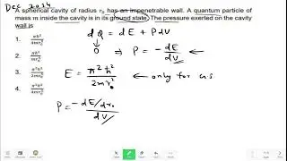 CSIR NET Physics Quantum Mechanics PYQ | Pressure On Spherical Cavity Wall
