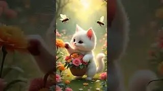 Fluffy White Cat's Magical Flower Adventure | AI-Generated Story | NE Nuri AI