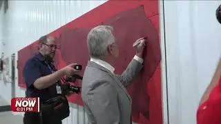 Lt. Gov. Jim Tressel takes tour of upgraded Wilson Football Factory