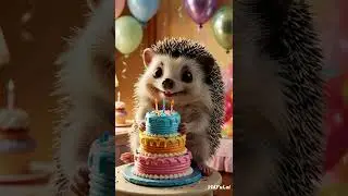Hedgehog Celebrating his Birthday